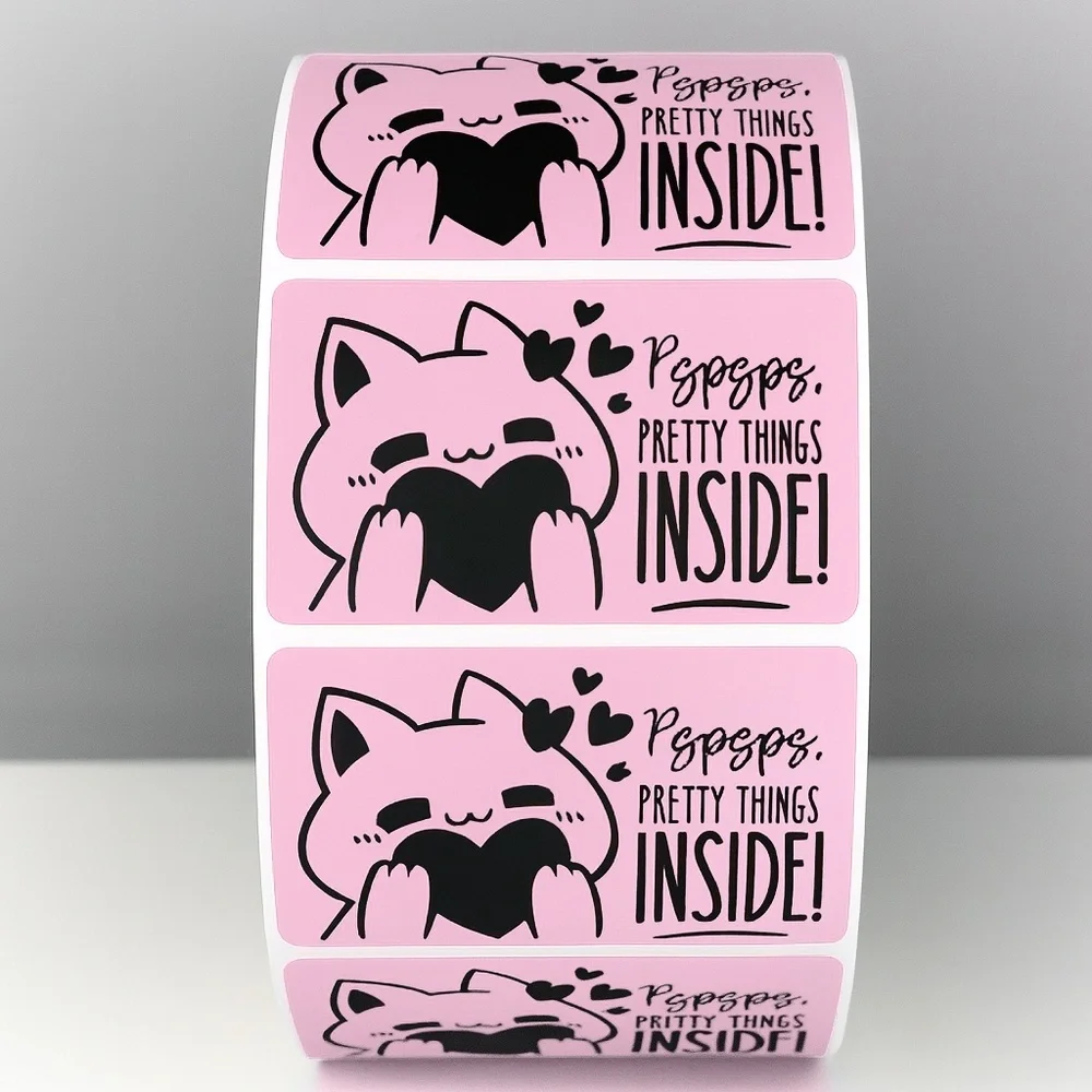 Pspsps Pretty Things Inside Stickers – Cute Cat Labels for Packaging and Orders